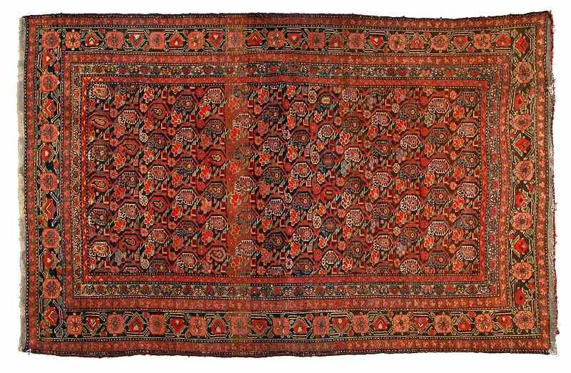 Appraisal: Semi-Antique Caucasian Area Rugcirca s with allover red and blue