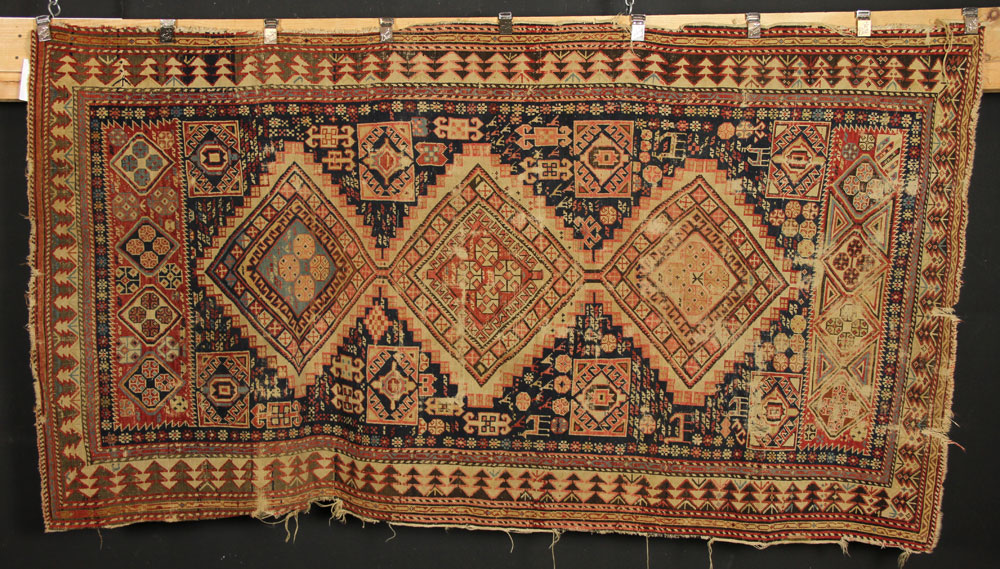 Appraisal: - th C Antique Caucasian Carpet th century antique Caucasian