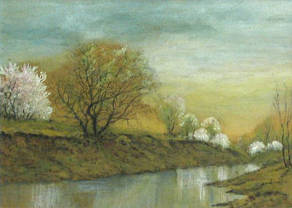 Appraisal: Robert Burns Wilson American - A riverbank at dusk signed