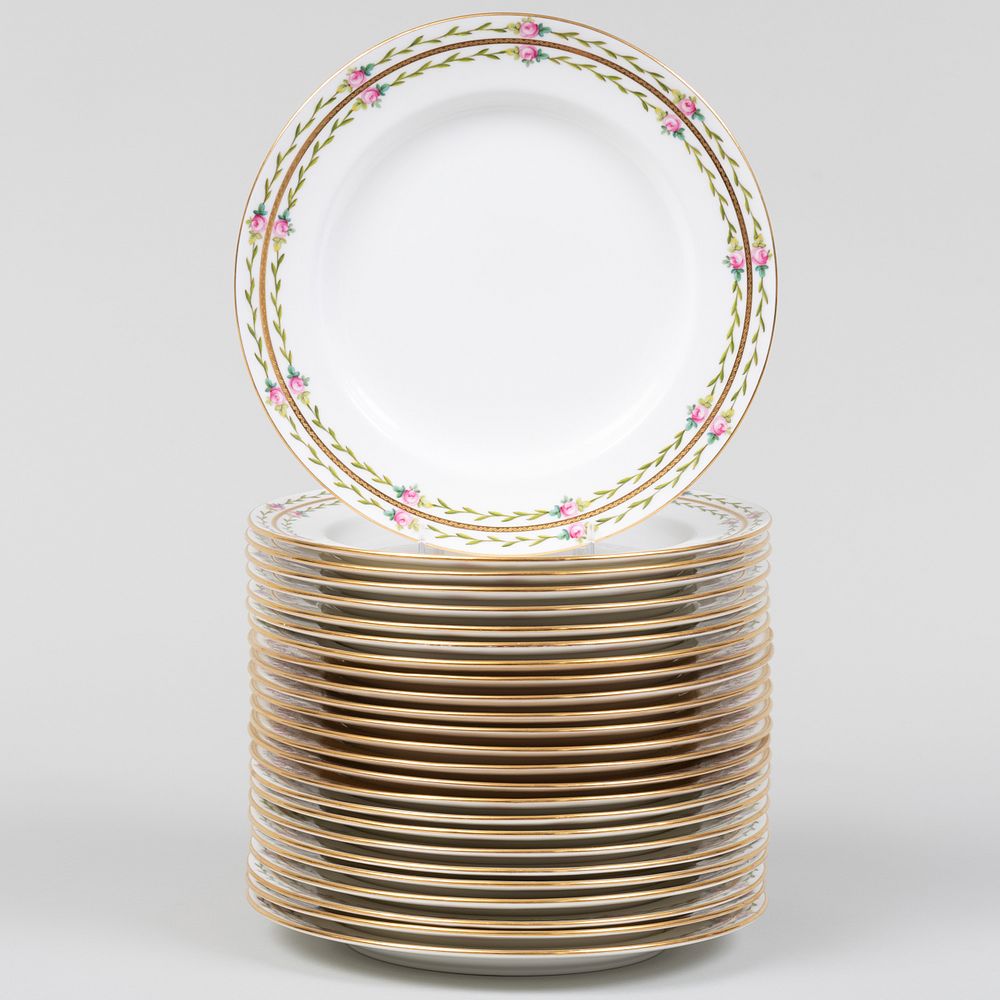 Appraisal: Set of Twenty-Five Mintons Gilt-Decorated Porcelain Plates Puce printed and