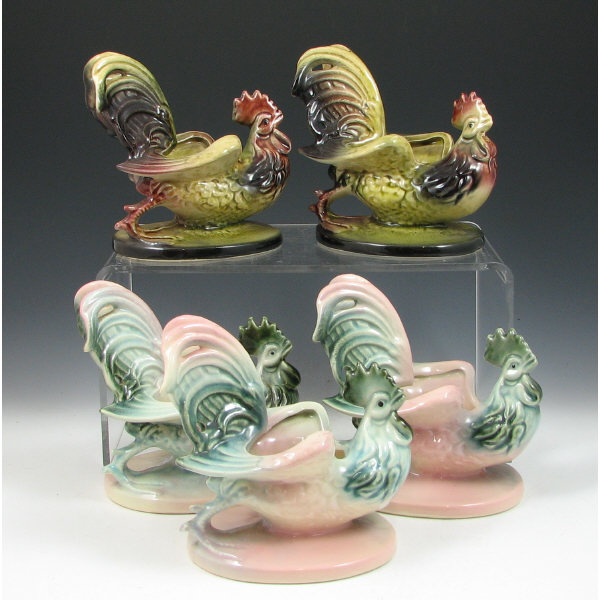 Appraisal: Hull Novelty - Rooster Planters Lot of five Novelty rooster