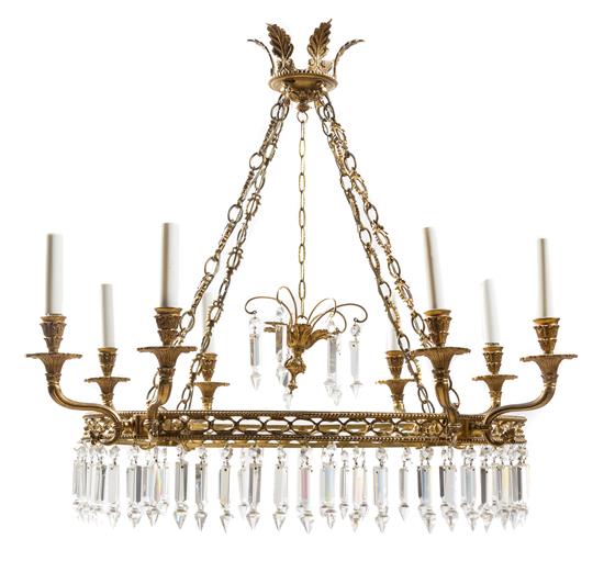 Appraisal: Sale Lot A Regency Style Gilt Metal Eight-Light Chandelier with