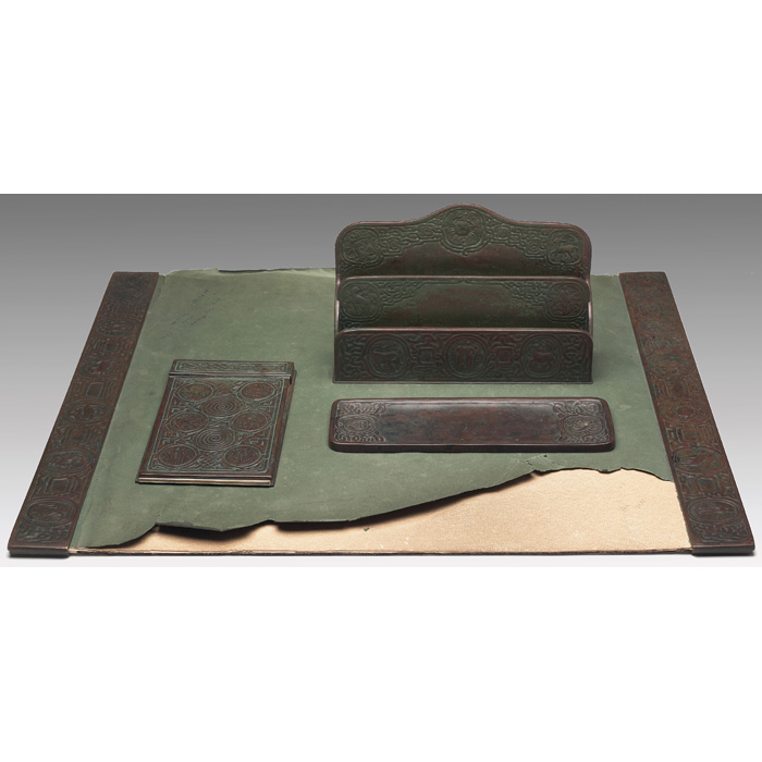 Appraisal: Tiffany Studios desk items blotter ends with pad w x