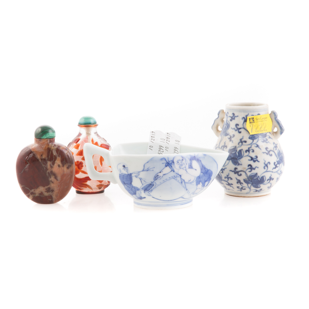 Appraisal: Chinese glass snuff bottles porcelain items reverse painted glass snuff