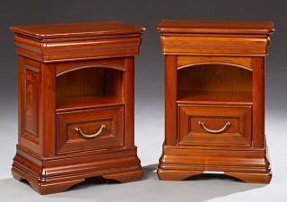 Appraisal: Pair of French Louis Philippe Style Carved Cherry Nightstands th