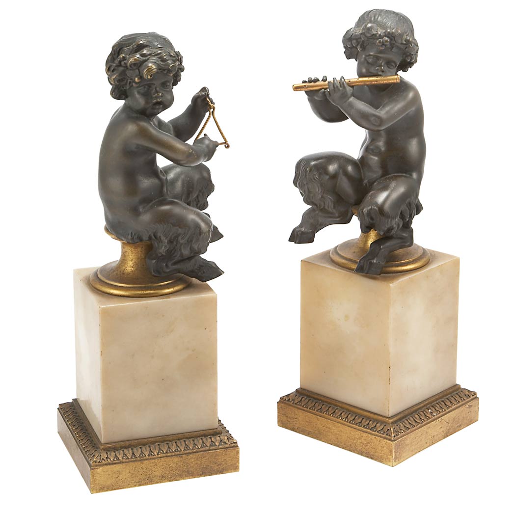 Appraisal: Pair of Louis XVI Style Gilt and Patinated-Bronze Figures of