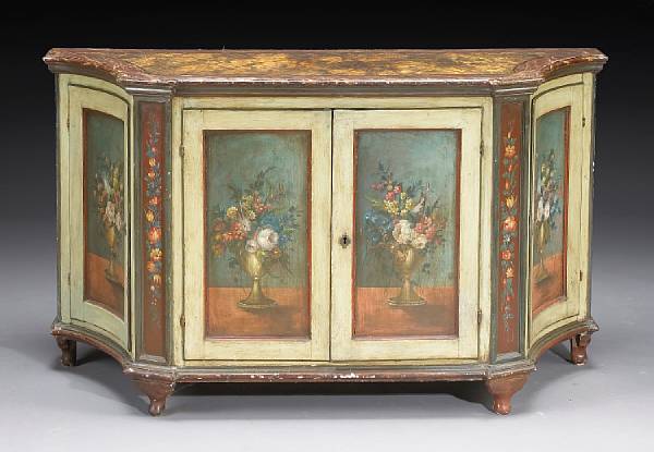 Appraisal: An Italian Baroque painted credenza early th century The ochre