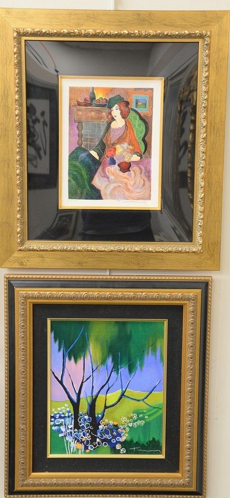 Appraisal: Three Itzchak Isaac Tarkay Israli - framed seriographs including one