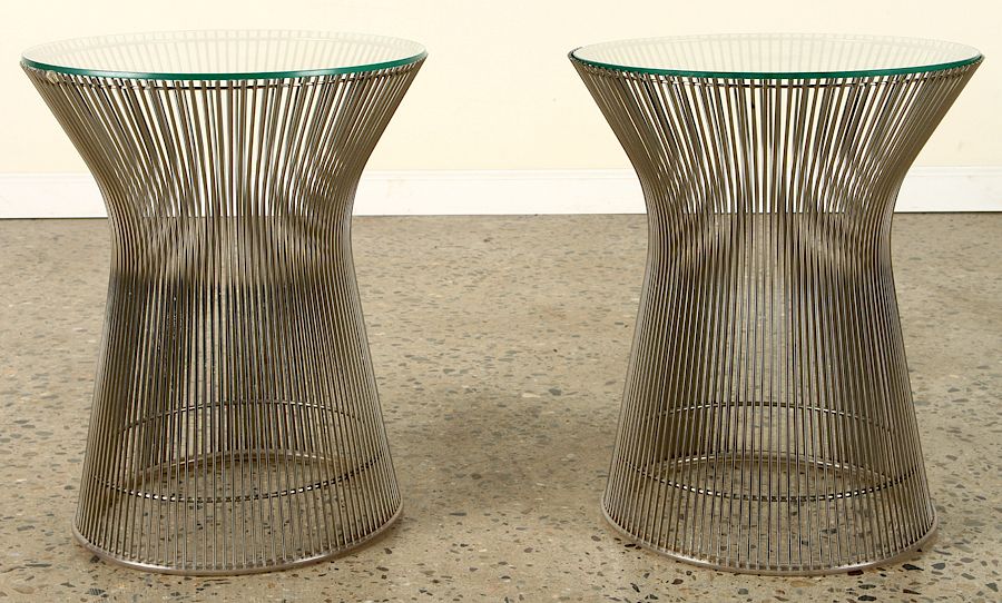 Appraisal: PAIR WARREN PLATNER FOR KNOLL CHROME END TABLES A pair