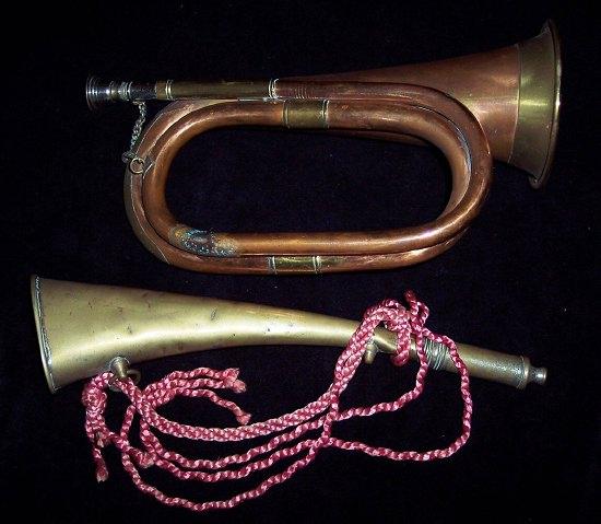 Appraisal: A copper bugle cm long and a brass horn