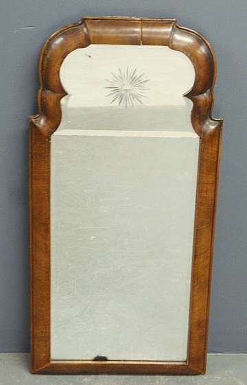 Appraisal: - Queen Anne walnut framed mirror th c with cut