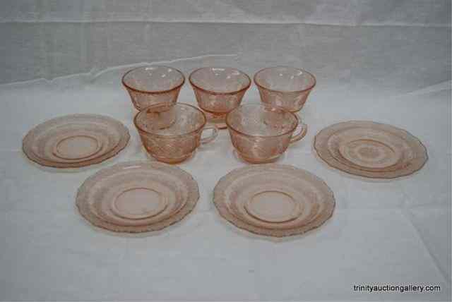 Appraisal: Depression Glass ''Normandie'' Cups Sherbets SaucersProduced by Federal Glass Company