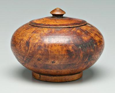 Appraisal: Lidded treenware bowl probably ash globular form with conforming lid