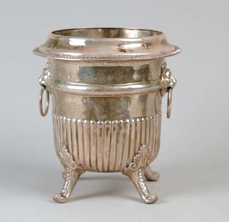 Appraisal: SILVER PLATED TWO PART WINE COOLER Removable insert bucket shaped