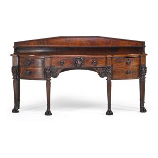 Appraisal: REGENCY MAHOGANY SIDEBOARD In the manner of Thomas Hope carved