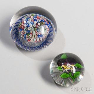 Appraisal: Two Glass Paperweights late th early th century the larger