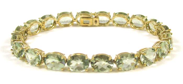 Appraisal: GREEN BERYL AND TEN KARAT GOLD BRACELET - inches in