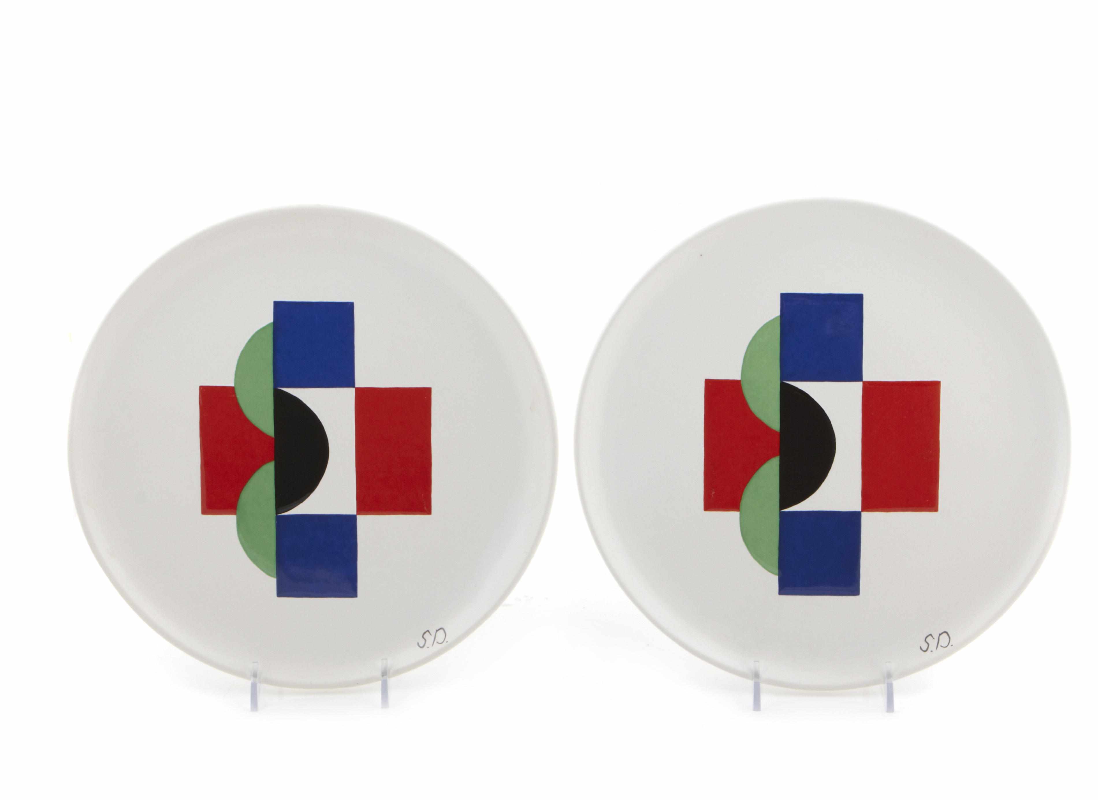 Appraisal: Four Sonia Delaunay glazed earthenware plates Modern for Artcurial Pariseach