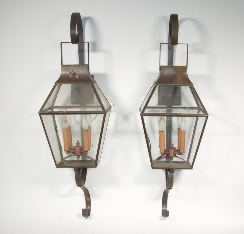 Appraisal: PR EXTERIOR WALL MOUNTED LIGHT FIXTURES Pair of Outdoor Lantern