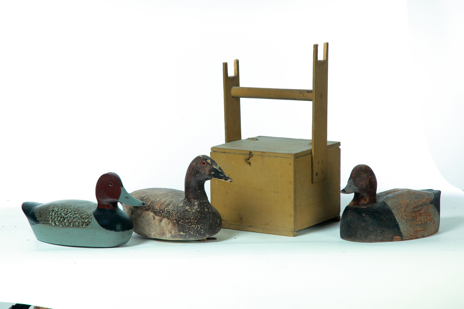 Appraisal: THREE AMERICAN DUCK DECOYS Second quarter- th century Two Michigan