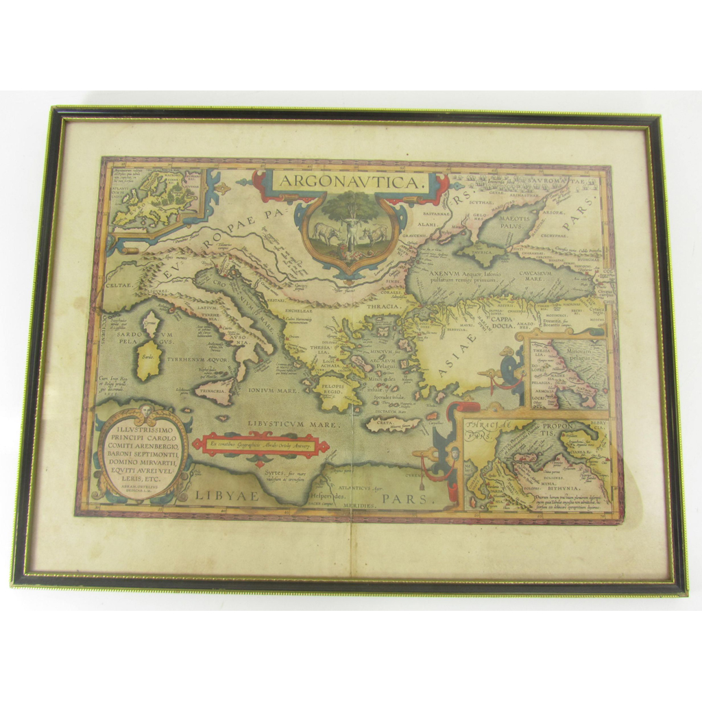 Appraisal: Ortelius Abraham Argonautica Antwerp Hand-coloured etched map of Ancient Greece