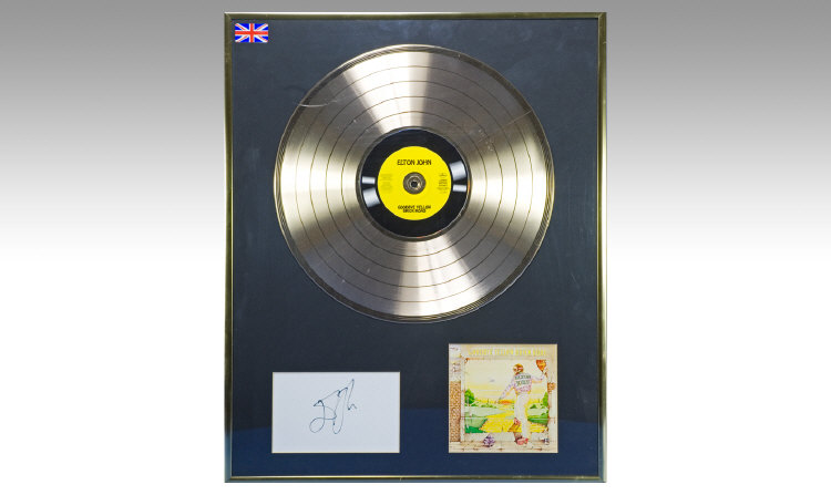 Appraisal: Elton John Montage Gold Record Titled 'Goodbye Yellow Brick Road'