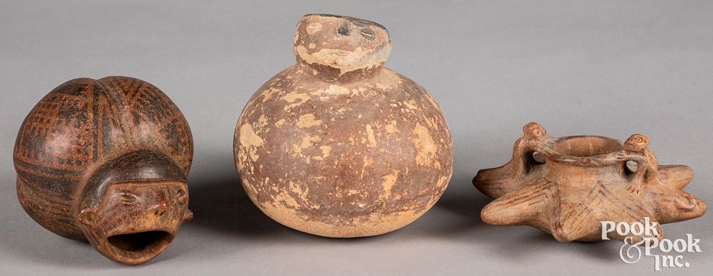 Appraisal: Ecuador pottery Ecuador pottery to include an effigy vase figural