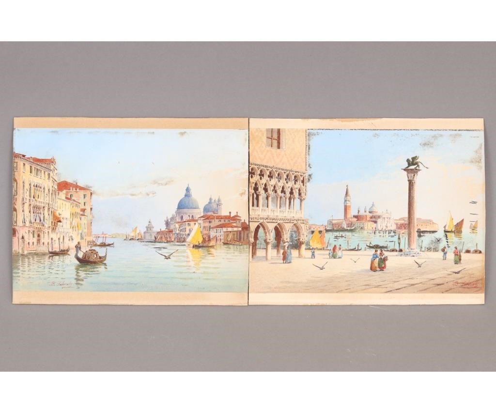 Appraisal: Two Salviati watercolors unframed of the Doge's Palace and Santa