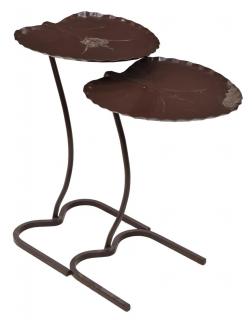 Appraisal: MID-CENTURY SALTERINI PAINTED LILY PAD TABLES pair Mid-century painted iron