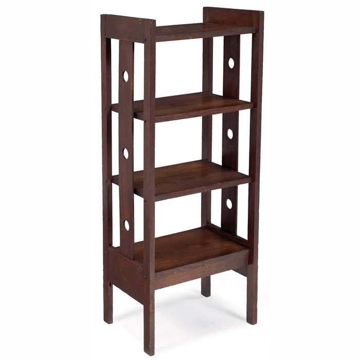 Appraisal: Arts Crafts magazine stand four shelves supported by vertical slats