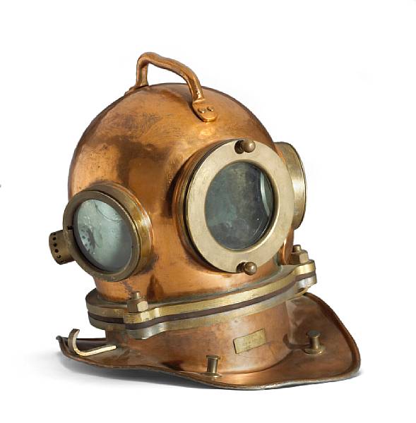 Appraisal: A Russian diver's helmet The copper-covered helmet with brass fittings