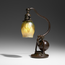 Appraisal: Tiffany Studios COUNTERBALANCE DESK LAMP USA c patinated bronze hand-blown