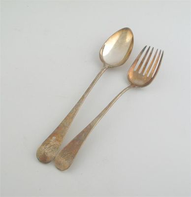 Appraisal: A George III Old English pattern serving spoon and fork