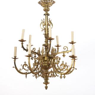 Appraisal: Continental Rococo gilt bronze -light chandelier th c h x