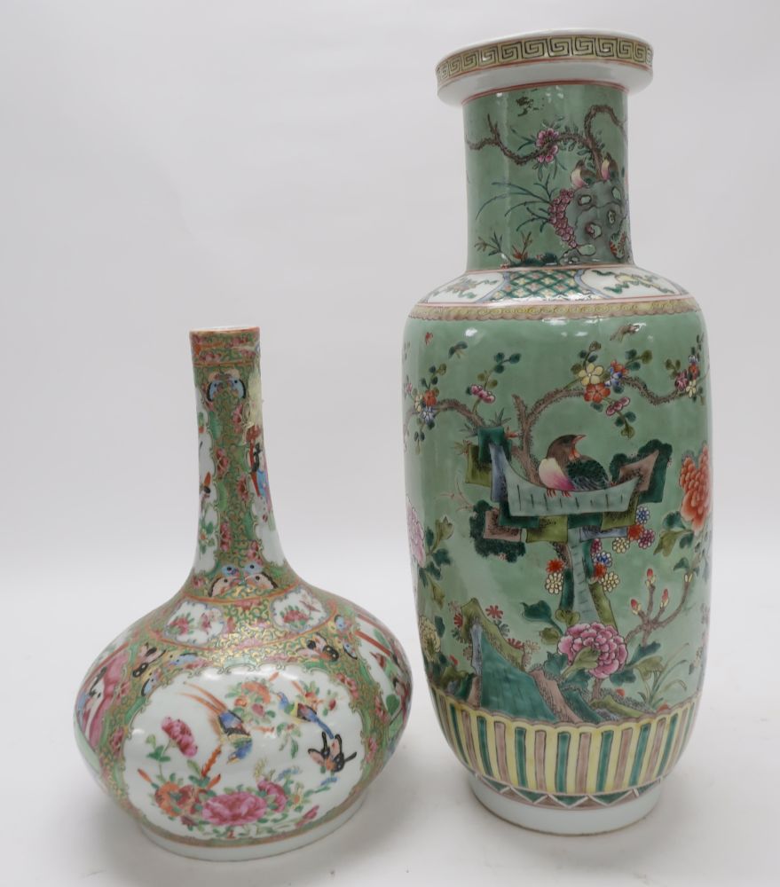 Appraisal: Chinese Porcelain Vases Rose medallion in bottle neck form th