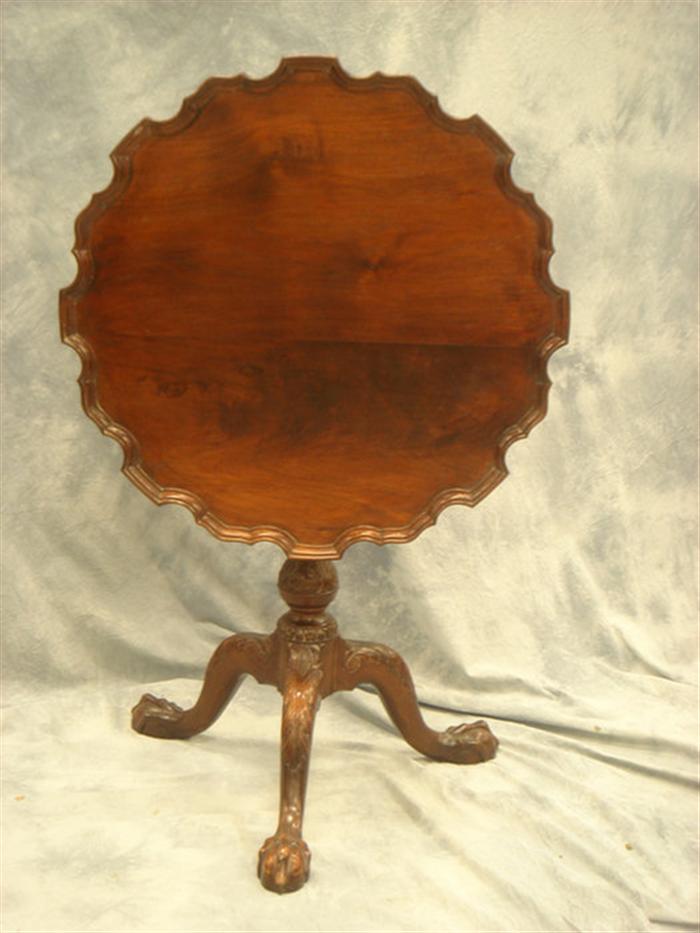 Appraisal: Carved mahogany Philadelphia Chippendale style piecrust candle stand hand made