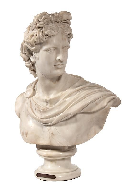 Appraisal: An Italian White Marble Bust of Apollo Height x width