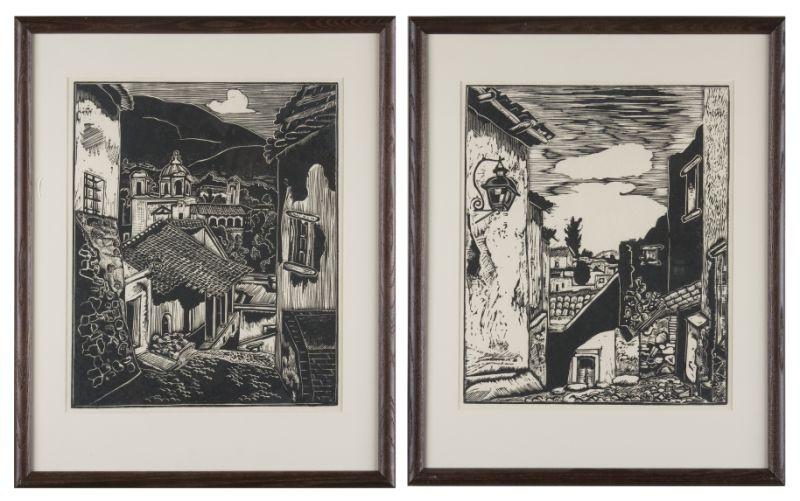 Appraisal: Carl Pappe Mexico - Two Woodblocks the first is titled