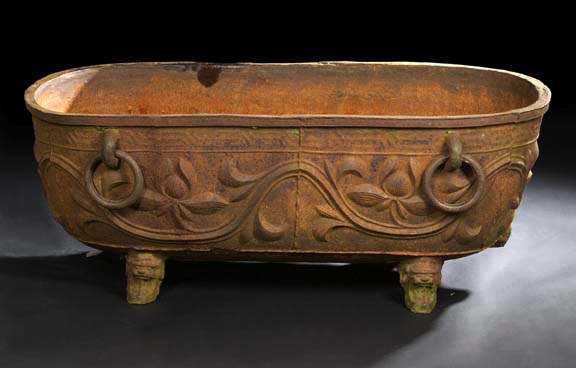 Appraisal: Victorian-Style Cast-Iron Garden Tub of ovoid form the body in