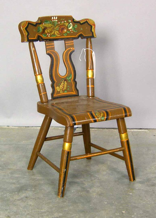 Appraisal: Child's painted plank seat chair early th c