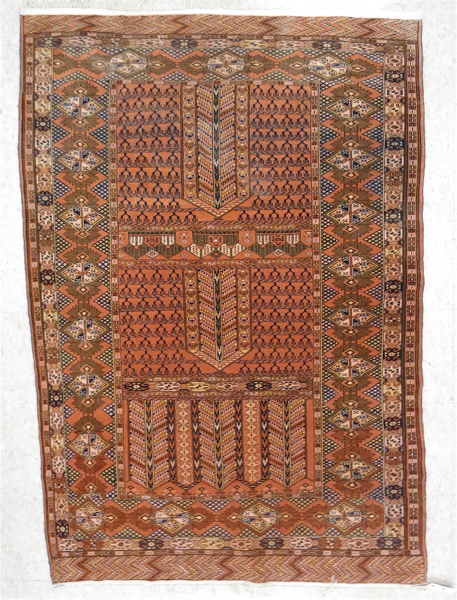 Appraisal: KACHLI BOKHARA PRAYER RUG hand knotted the field with the