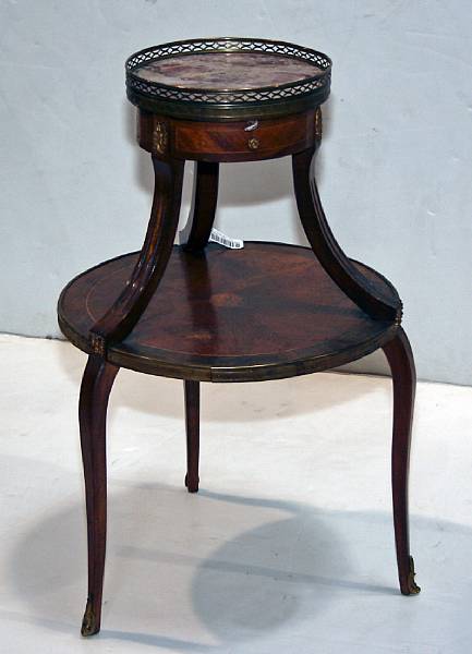 Appraisal: A pair of Louis XVI style rosewood etagere tables th