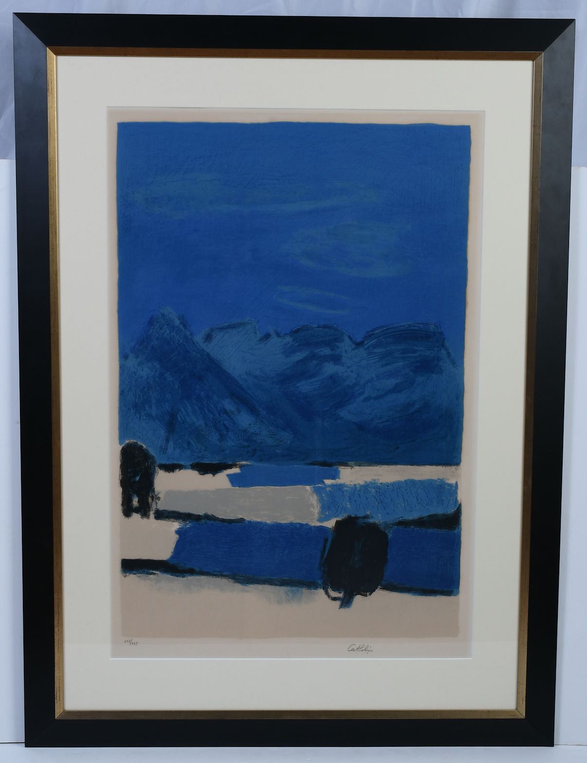 Appraisal: CATHELIN Bernard French - ''Landscape in Blue'' Lithograph sight size