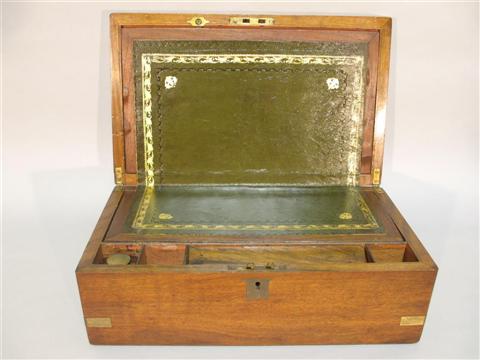 Appraisal: BRASS-MOUNTED MAHOGANY WRITING BOX English th century with central blank