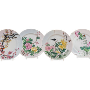 Appraisal: Four Chinese Famille Rose Porcelain 'Flowers' Plates each painted with