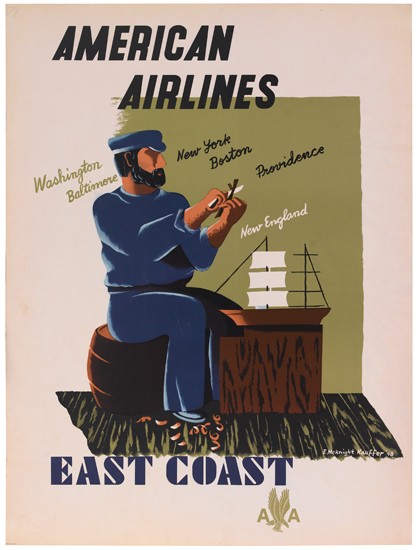 Appraisal: EDWARD MCKNIGHT KAUFFER - AMERICAN AIRLINES EAST COAST x inches