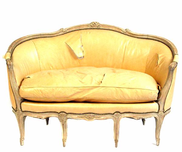 Appraisal: A Louis XV style paint decorated canape height in width