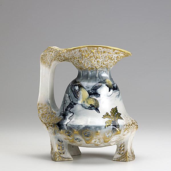 Appraisal: TURN-WIENPorcelain Amphora pitcher decorated with birds on a branch early