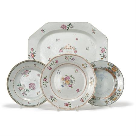 Appraisal: Chinese Export Porcelain Platter Together with Three Chinese Export Porcelain