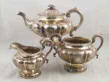 Appraisal: A three piece William IV melon shape teaset the pot